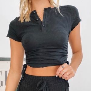 NWT Beginning Boutique button down black top